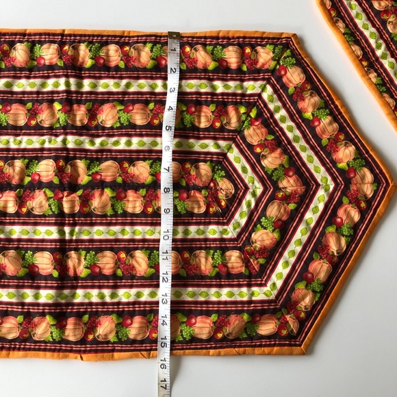 Thanksgiving Table Runner and Pumpkin Place Mat Hand Quilted Set of 2 - Picture 8 of 8